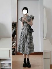 VGU0794 -  ĐẦM CARO DÀI KHOÉT EO
