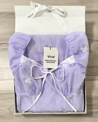 VRA0665 - ĐẦM DÀI TAY PHỒNG PHỐI NƠ (TÍM)