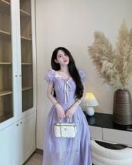 VRA0665 - ĐẦM DÀI TAY PHỒNG PHỐI NƠ (TÍM)