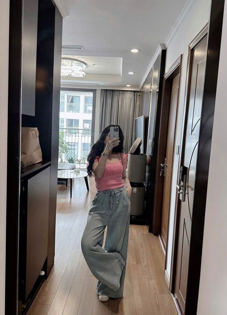 VGU0798 - SET ÁO THUN HỒNG + QUẦN DÀI CỘT EO