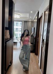 VGU0798 - SET ÁO THUN HỒNG + QUẦN DÀI CỘT EO