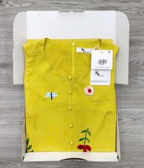 KS1038 - ĐẦM DÀI SÁT NÁCH LINEN THÊU VÀNG