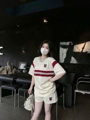 TB8747 - SET THỂ THAO NGẮN CỔ TIM SỐ 91 (KEM)