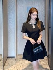 TQ1818 - ĐẦM NGẮN CỔ ĐÍNH ĐÁ NHỎ (ĐEN)