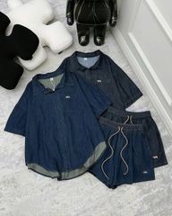 TB8738 - SET JEAN DENIM LOGO THÊU - XANH ĐẬM