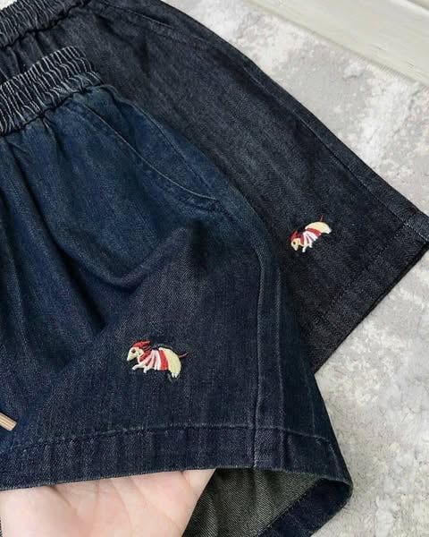 TB8738 - SET JEAN DENIM LOGO THÊU - XANH ĐẬM