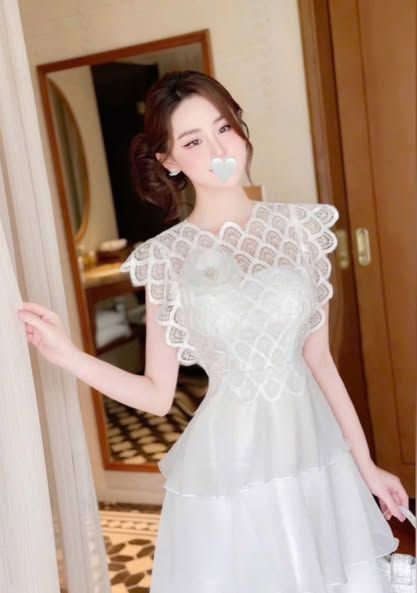VGU0830 - ĐẦM TÂNG CAO CẤP PHỐI REN (KÈM TAG HOA)