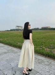 VGU0806 - SET ÁO THUN ĐEN + CHÂN VÁY DÀI KÈM KHĂN (3MÓN)