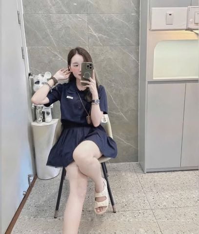 VGU0829 - SET ÁO + C.VÁY MIUMIU (XANH ĐEN)