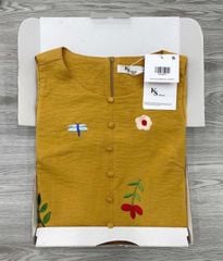 KS1037 - ĐẦM DÀI SÁT NÁCH LINEN THÊU CAM ĐẤT