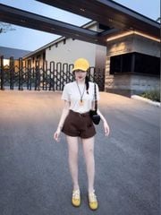VGU0818 - SET ÁO THUN + QUẦN SHORT NÂU (KHÔNG KÈM NỊT)