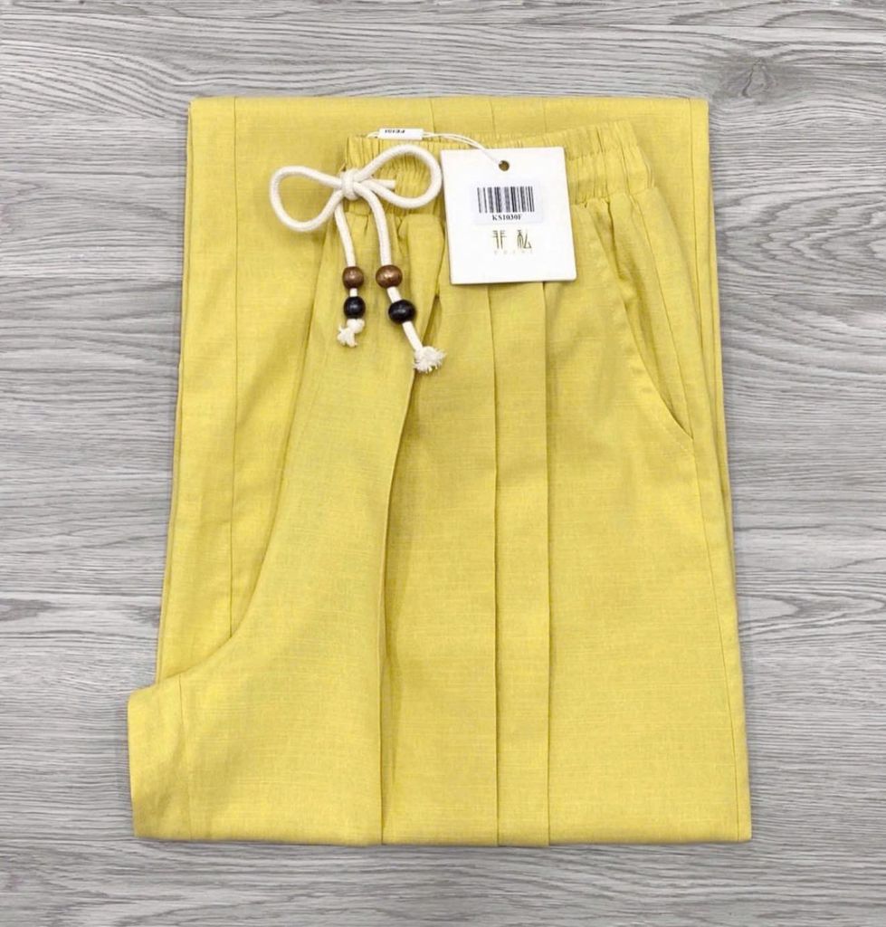 KS1030 - QUẦN LINEN ỐNG RỘNG - VÀNG (QUẦN LẺ)