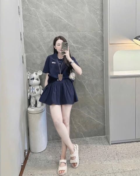 VGU0829 - SET ÁO + C.VÁY MIUMIU (XANH ĐEN)