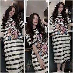 TB8797 - ĐẦM SUÔNG IN SỌC NGANG