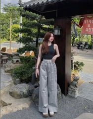 VGU0828 - QUẦN DÀI ỐNG RỘNG ( KÈM DÂY ) - MÀU XÁM