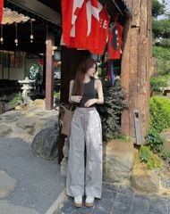 VGU0828 - QUẦN DÀI ỐNG RỘNG ( KÈM DÂY ) - MÀU XÁM