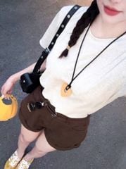 VGU0818 - SET ÁO THUN + QUẦN SHORT NÂU (KHÔNG KÈM NỊT)