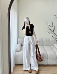 TQ4454 - SET ÁO THUN ĐEN PHỐI NÚT - QUẦN DÀI DÂY RÚT