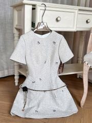 KS1067 - ĐẦM NGẮN THÊU NƠ (KÈM DÂY CỘT)