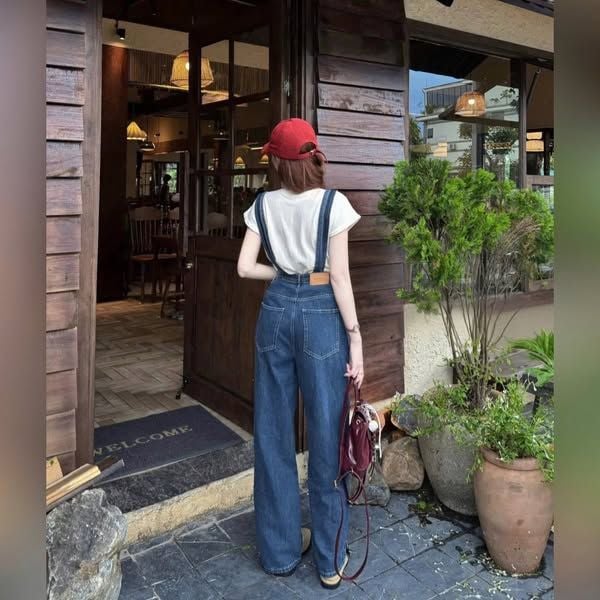 VGU0877 - SET 2 MÓN ÁO THUN TRẮNG - QUẦN YẾM JEAN DÀI