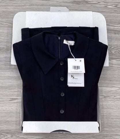 KS1066 - ĐẦM NGẮN XẾP LY ĐEN