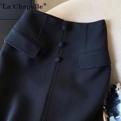 VGU0903 - CHÂN VÁY DÀI PHỐI NÚT ĐEN (VÁY LẺ)
