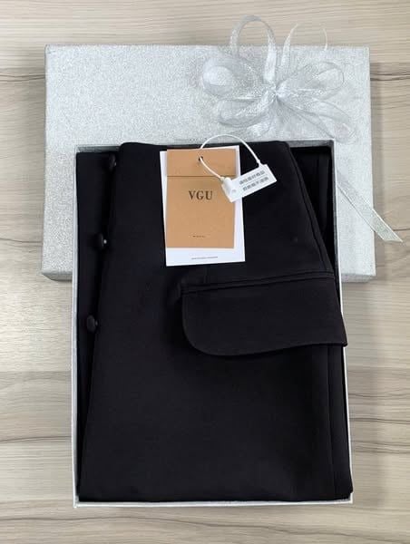VGU0903 - CHÂN VÁY DÀI PHỐI NÚT ĐEN (VÁY LẺ)