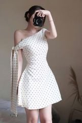 TQ4466 - ĐẦM CHẤM BI TRỄ VAI - kèm quần bảo hộ