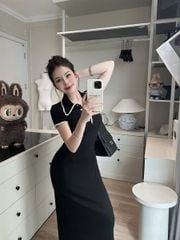 TQ4485 - ĐẦM DÀI BODY ĐEN PHỐI REN