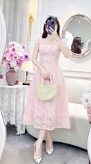 VGU0979 - ĐẦM DÀI XÔ THÊU CÁNH TIÊN (HỒNG)