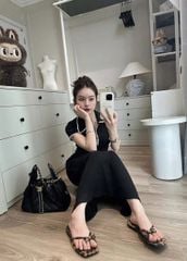 TQ4485 - ĐẦM DÀI BODY ĐEN PHỐI REN