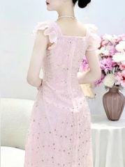 VGU0979 - ĐẦM DÀI XÔ THÊU CÁNH TIÊN (HỒNG)