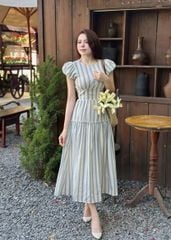 TQ1834 - ĐẦM DÀI XÒE SỌC XANH