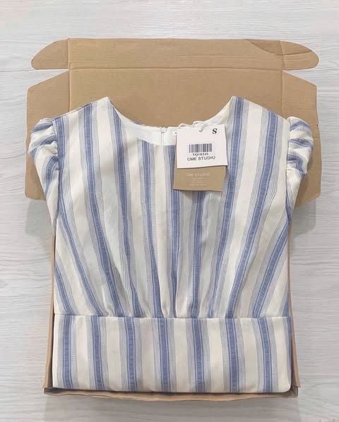 TQ1834 - ĐẦM DÀI XÒE SỌC XANH