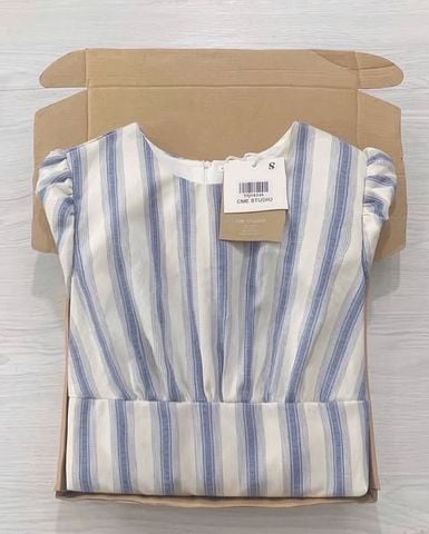 TQ1834 - ĐẦM DÀI XÒE SỌC XANH