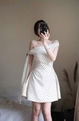 TQ4466 - ĐẦM CHẤM BI TRỄ VAI - kèm quần bảo hộ