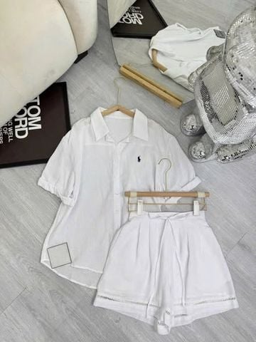 TB8905 - SET 3 MÓN NGẮN THÊU NGỰA - MÀU TRẮNG