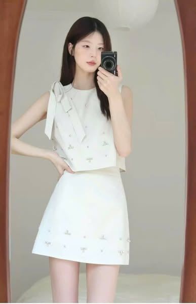 TQ4489 - SET SÁT NÁCH PHỐI NƠ VAI ĐÍNH ĐÁ (KEM)