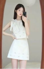 TQ4489 - SET SÁT NÁCH PHỐI NƠ VAI ĐÍNH ĐÁ (KEM)