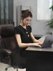 KS1124 - ĐẦM NGẮN ĐEN (KÈM TAG HOA NHỎ)