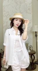 TB8905 - SET 3 MÓN NGẮN THÊU NGỰA - MÀU TRẮNG