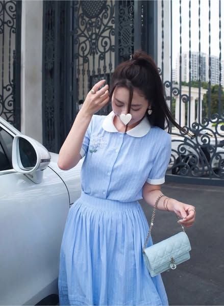 TQ1836 - SET ÁO THÊU HOA + CHÂN VÁY DÀI XANH SỌC