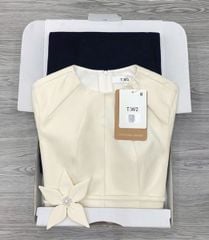 KS1100 - SET ÁO PEPLUM KÈM DÂY CỘT HOA EO - QUẦN DÀI ĐEN