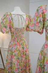 VGU1041 - ĐẦM DÀI HOA CỔ VUÔNG