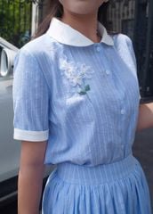 TQ1836 - SET ÁO THÊU HOA + CHÂN VÁY DÀI XANH SỌC