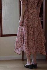 VGU1044 - ĐẦM DÀI SUÔNG HOA NHÍ PHỐI NÚT