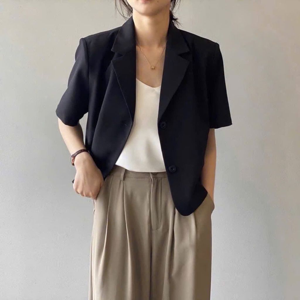 TB8938 - ÁO VEST PHỐI TÚI XÉO - MÀU ĐEN (ÁO LẺ)