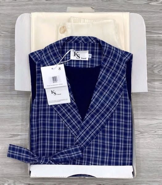 KS1121 - SET ÁO CARO XANH VẠT CHÉO + QUẦN DÀI KEM