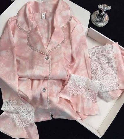 VGU1107 - SET BỘ TAY LOE PHỐI REN (HỒNG)