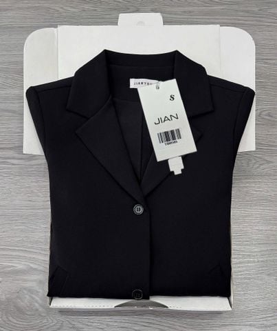 TB8938 - ÁO VEST PHỐI TÚI XÉO - MÀU ĐEN (ÁO LẺ)